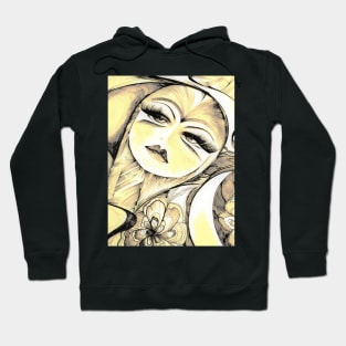 summer moon girl art deco abstract head moon child Hoodie